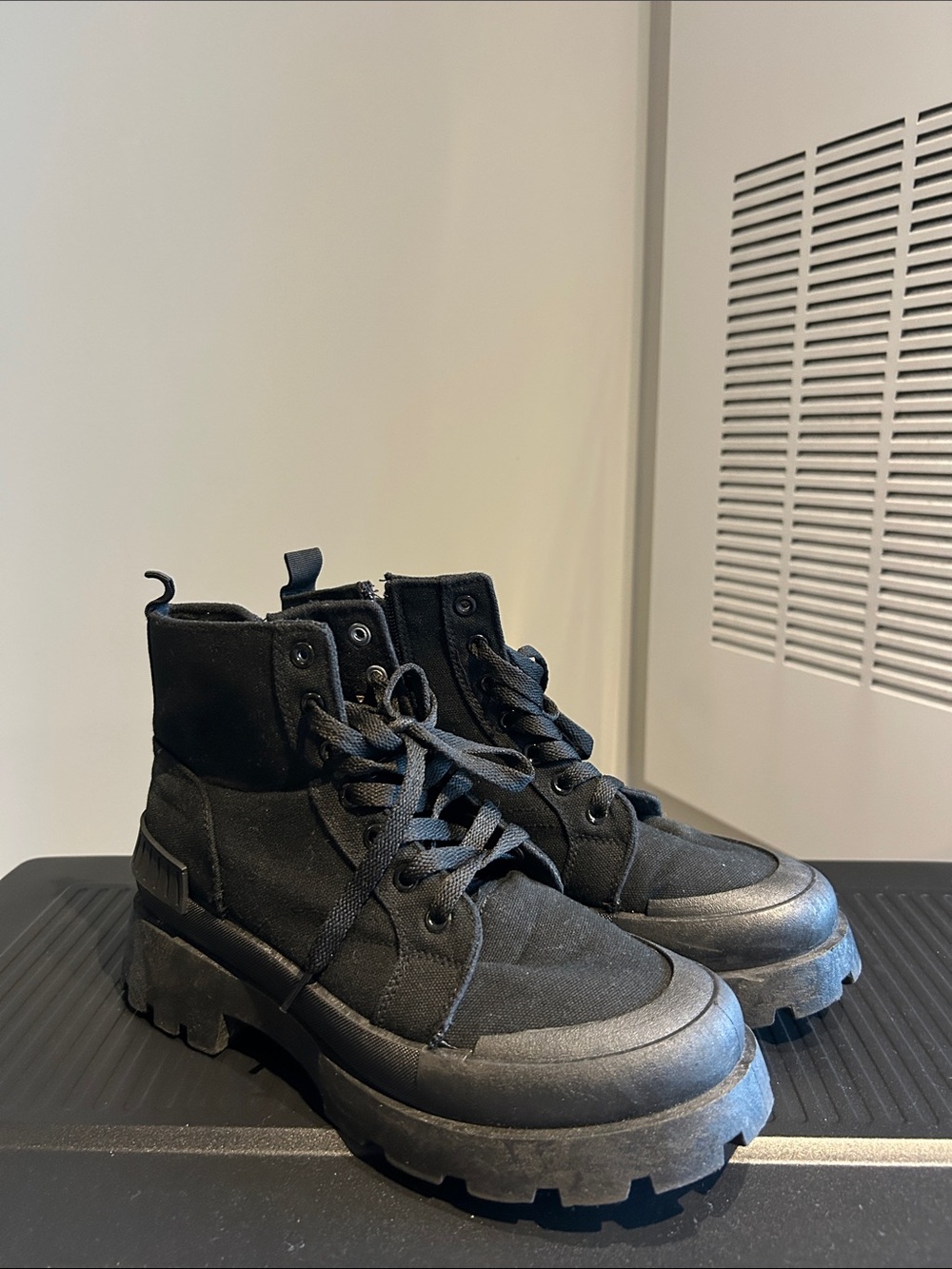 Womens Black Tactical Platform Boots - Like New in Box